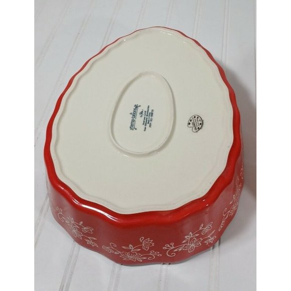 RARE Temptations Tara Bakeware Red Floral Lace 2Pc Pineapple Set Nest Bake Serve - Picture 8 of 11